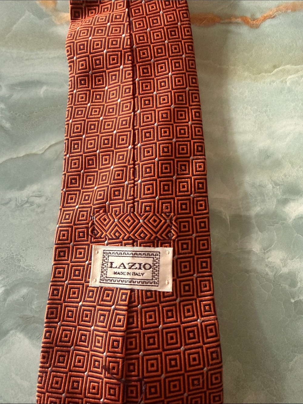 Men's Orange Geometric Silk Tie